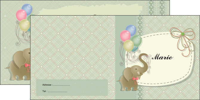 modele depliant 2 volets  4 pages  elephant gris ballons MIDBE13873