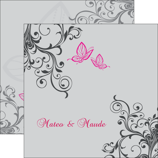 faire flyers part de mariage floral gris carte de mariage en fleur MLIG14975