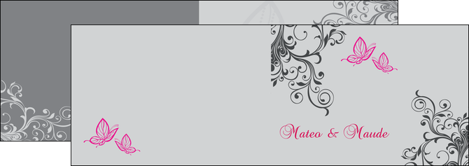 modele en ligne depliant 2 volets  4 pages  part de mariage floral gris carte de mariage en fleur MLIG14983