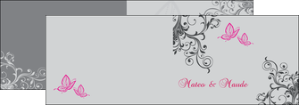 modele en ligne depliant 2 volets  4 pages  part de mariage floral gris carte de mariage en fleur MLIG14983