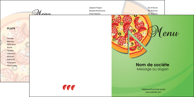 faire depliant 2 volets  4 pages  pizzeria et restaurant italien pizza portions de pizza plateau de pizza MIDLU18291