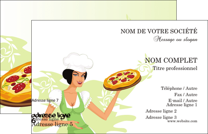 exemple carte de visite pizzeria et restaurant italien pizza plateau plateau de pizza MIDLU18445