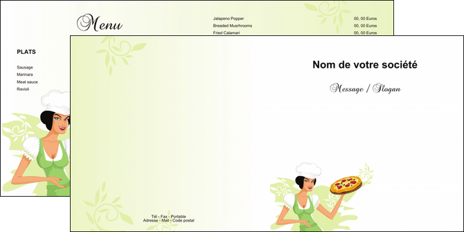 realiser depliant 2 volets  4 pages  pizzeria et restaurant italien pizza plateau plateau de pizza MIDLU18451
