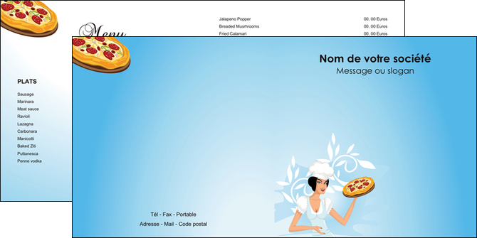 realiser depliant 2 volets  4 pages  pizzeria et restaurant italien pizza portions de pizza plateau de pizza MIDLU18603