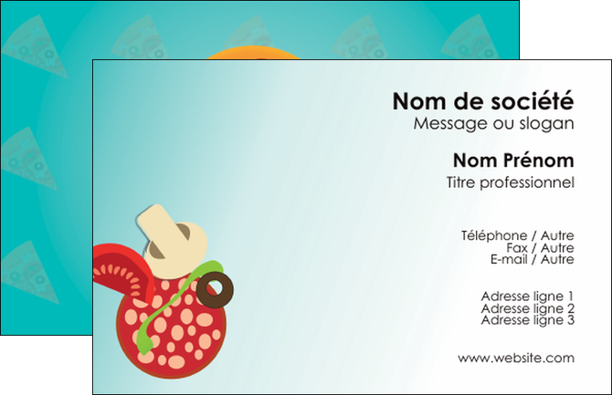 creation graphique en ligne carte de visite sandwicherie et fast food pizza portions de pizza plateau de pizza MFLUOO18617