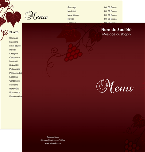 creer modele en ligne depliant 2 volets  4 pages  vin commerce et producteur vin vigne vignoble MIDBE18795