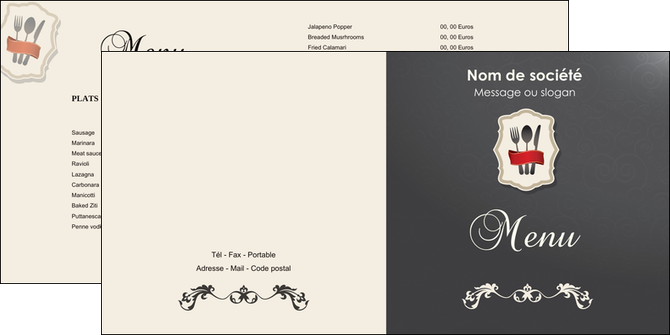 creation graphique en ligne depliant 2 volets  4 pages  restaurant restaurant restauration restaurateur MIDLU19055