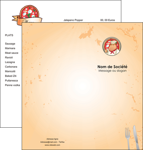 creer modele en ligne depliant 2 volets  4 pages  pizzeria et restaurant italien pizza plateau plateau de pizza MIDLU19411