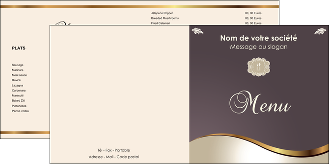 creation graphique en ligne depliant 2 volets  4 pages  restaurant restaurant restaurant francais restaurant du monde MIDLU19681