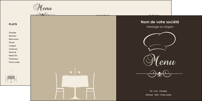 imprimer depliant 2 volets  4 pages  restaurant restaurant restauration table de restaurant MIFCH19843