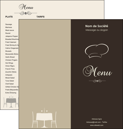 faire depliant 2 volets  4 pages  restaurant restaurant restauration table de restaurant MIFCH19853