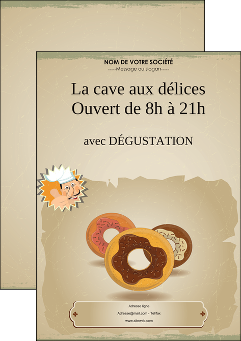 personnaliser modele de affiche creperie et glacier donut donut aux chocolats patisserie MIDLU20091