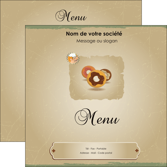 imprimer flyers creperie et glacier donut donut aux chocolats patisserie MIDLU20099
