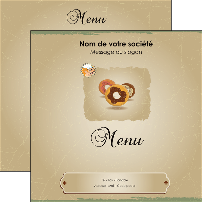 exemple flyers creperie et glacier donut donut aux chocolats patisserie MIDLU20103