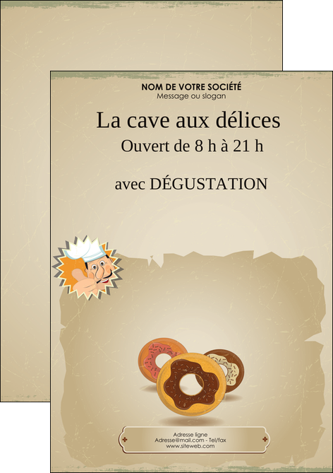personnaliser maquette flyers creperie et glacier donut donut aux chocolats patisserie MIDLU20109