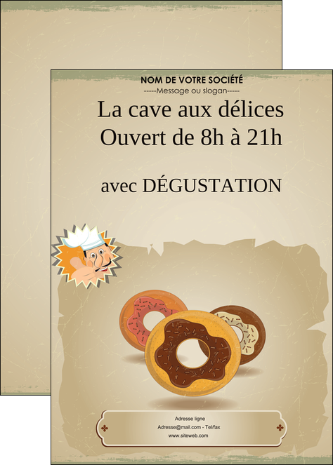 personnaliser modele de affiche creperie et glacier donut donut aux chocolats patisserie MIDLU20111