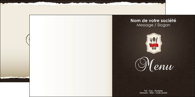 personnaliser modele de depliant 2 volets  4 pages  restaurant restaurant restauration restaurateur MIDLU20205