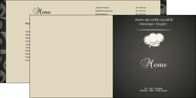 creer modele en ligne depliant 2 volets  4 pages  restaurant restaurant restauration restaurateur MIDLU20323
