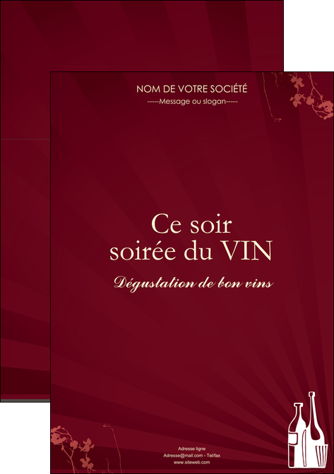 maquette en ligne a personnaliser affiche vin commerce et producteur vin bouteille de vin verres de vin MIDBE20361