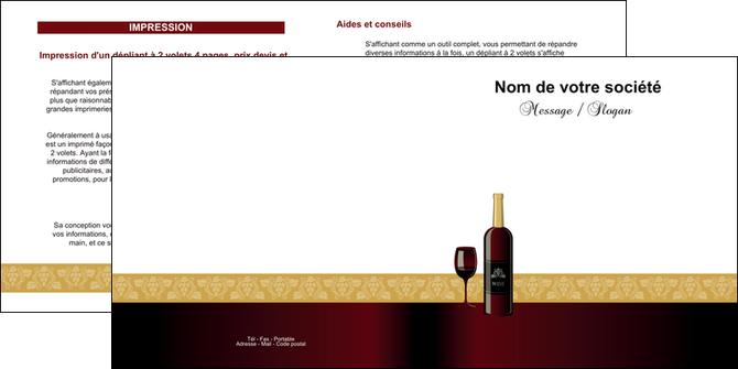 creation graphique en ligne depliant 2 volets  4 pages  vin commerce et producteur vin vignoble bouteille de vin MIDBE23281