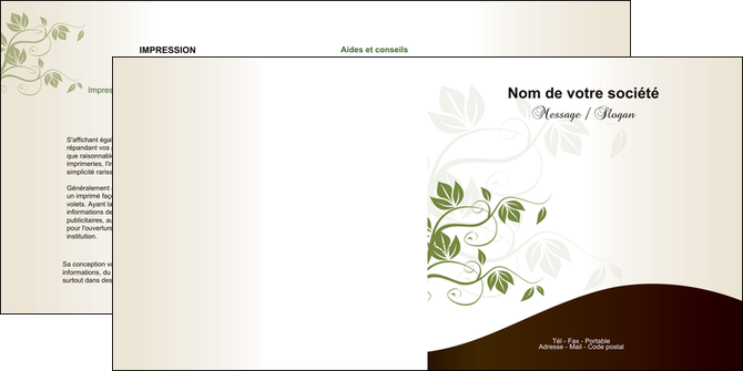 imprimerie depliant 2 volets  4 pages  fleuriste et jardinage feuilles feuilles vertes nature MFLUOO23609