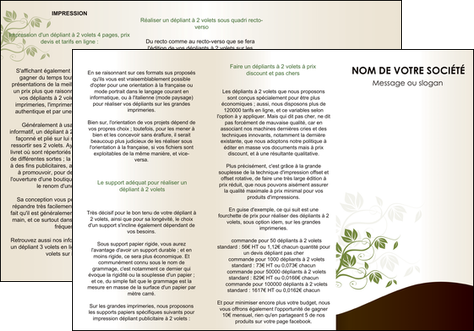 modele en ligne depliant 3 volets  6 pages  fleuriste et jardinage feuilles feuilles vertes nature MFLUOO23613