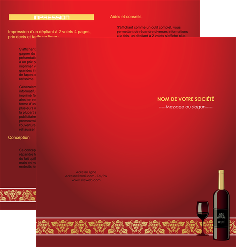 cree depliant 2 volets  4 pages  vin commerce et producteur vin vignoble bouteille de vin MIDBE25249
