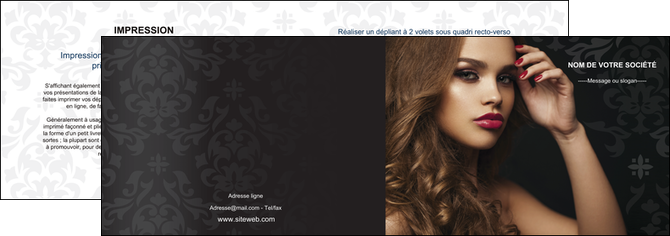 personnaliser modele de depliant 2 volets  4 pages  cosmetique coiffure salon salon de coiffure MIDBE26051