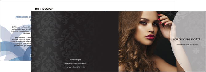 faire depliant 2 volets  4 pages  cosmetique coiffure salon salon de coiffure MIDBE26087