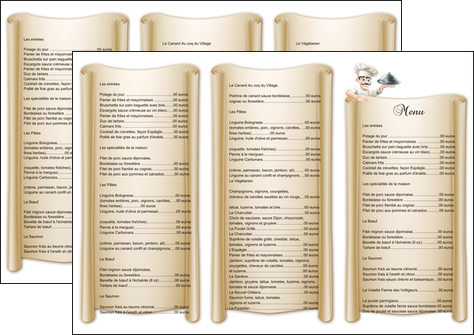 impression depliant 3 volets  6 pages  metiers de la cuisine menu restaurant restaurant francais MIDBE26145