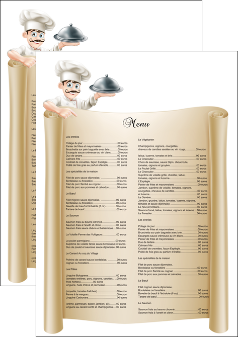 exemple affiche metiers de la cuisine menu restaurant restaurant francais MIDBE26151