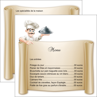 maquette en ligne a personnaliser flyers metiers de la cuisine menu restaurant restaurant francais MIFLU26157
