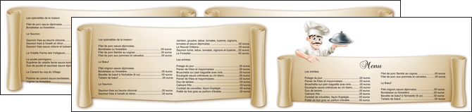 creation graphique en ligne depliant 2 volets  4 pages  metiers de la cuisine menu restaurant restaurant francais MIDBE26169