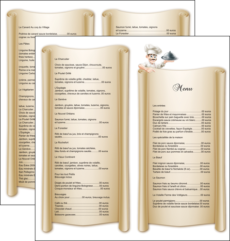 creer modele en ligne depliant 2 volets  4 pages  metiers de la cuisine menu restaurant restaurant francais MIDBE26171