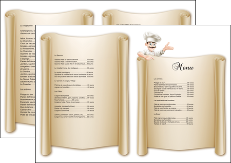 personnaliser maquette depliant 2 volets  4 pages  metiers de la cuisine menu restaurant restaurant francais MIDLU26203