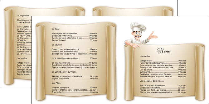 imprimer depliant 2 volets  4 pages  metiers de la cuisine menu restaurant restaurant francais MIDLU26205