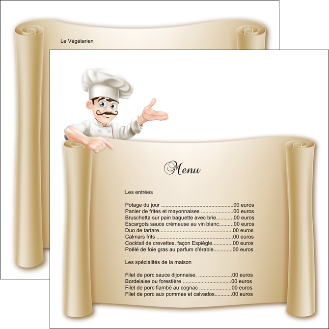 exemple flyers metiers de la cuisine menu restaurant restaurant francais MIDLU26209
