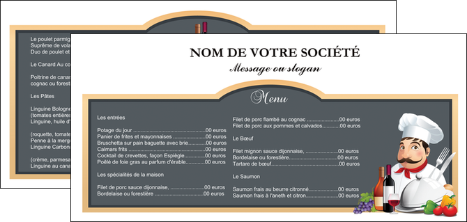 cree flyers metiers de la cuisine menu restaurant restaurant francais MIDLU26405