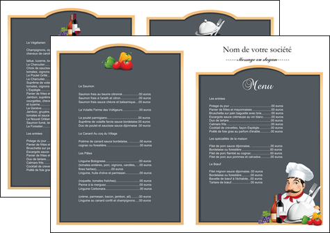modele en ligne depliant 2 volets  4 pages  metiers de la cuisine menu restaurant restaurant francais MID26425