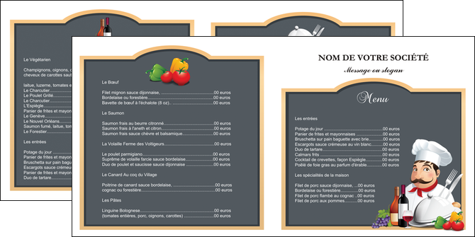 faire modele a imprimer depliant 2 volets  4 pages  metiers de la cuisine menu restaurant restaurant francais MID26427
