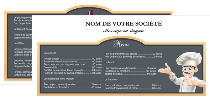 personnaliser maquette flyers metiers de la cuisine menu restaurant restaurant francais MIDLU26617