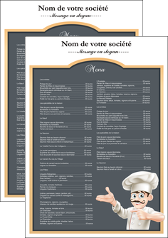 realiser affiche metiers de la cuisine menu restaurant restaurant francais MIDLU26631