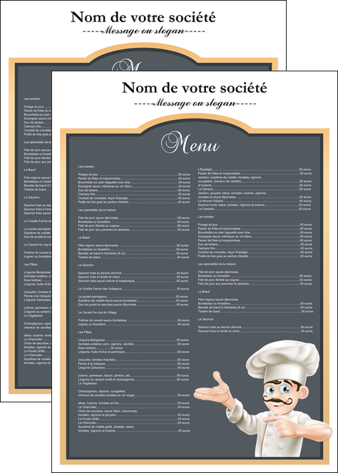 realiser affiche metiers de la cuisine menu restaurant restaurant francais MIDBE26633