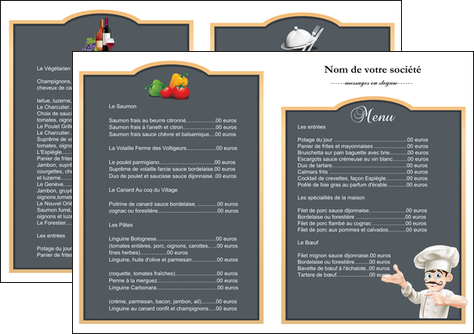 modele depliant 2 volets  4 pages  metiers de la cuisine menu restaurant restaurant francais MIDBE26635