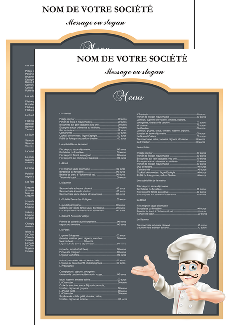 modele en ligne affiche metiers de la cuisine menu restaurant restaurant francais MIDLU26645
