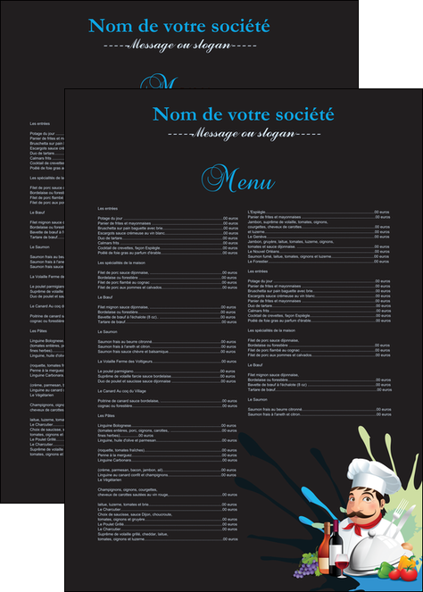 personnaliser maquette affiche metiers de la cuisine menu restaurant restaurant francais MIDLU26881