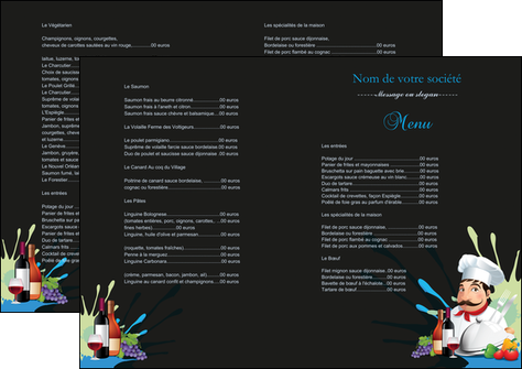cree depliant 2 volets  4 pages  metiers de la cuisine menu restaurant restaurant francais MID26885