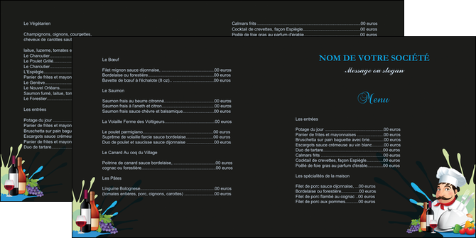 creer modele en ligne depliant 2 volets  4 pages  metiers de la cuisine menu restaurant restaurant francais MIDLU26887
