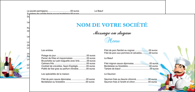 imprimerie flyers metiers de la cuisine menu restaurant restaurant francais MIDLU26935