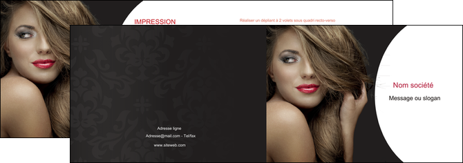 modele depliant 2 volets  4 pages  centre esthetique  cheveux coiffure salon de coiffure MLIGCH27915
